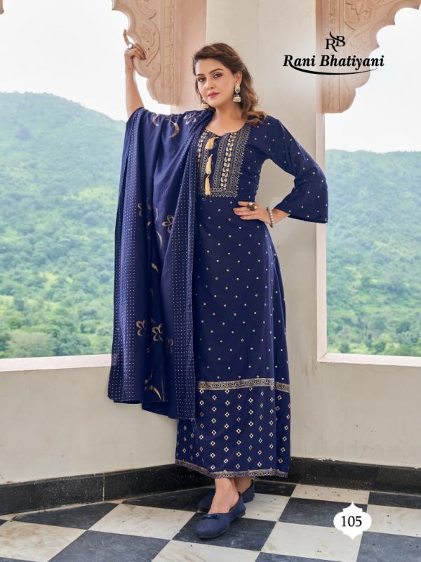 Rani Bhatiyani Studio Rayon With Foil Print Kurti With Dupatta